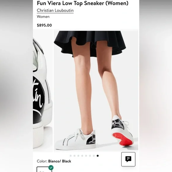 Christian Louboutin White Leather Low-Top Sneakers with Black Heel Panel - Picture 7 of 7